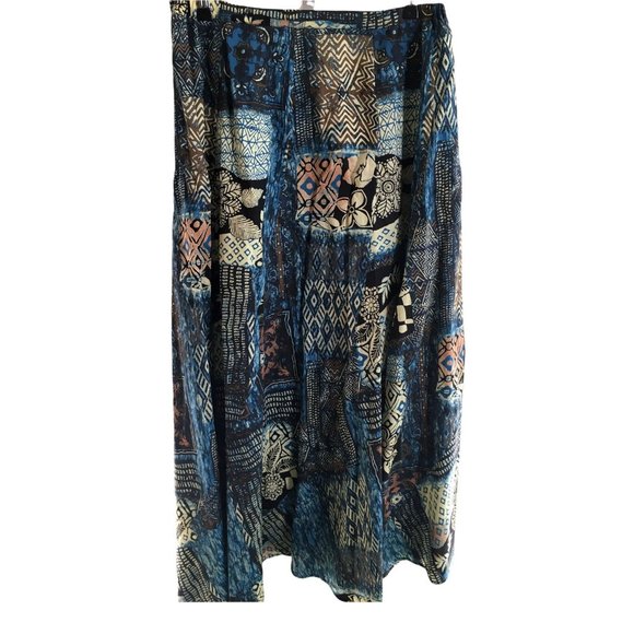 Chico's Dresses & Skirts - Chicos Long A-Line Skirt Lined Blue Patterned Chicos Size 1 Womens Size M 8